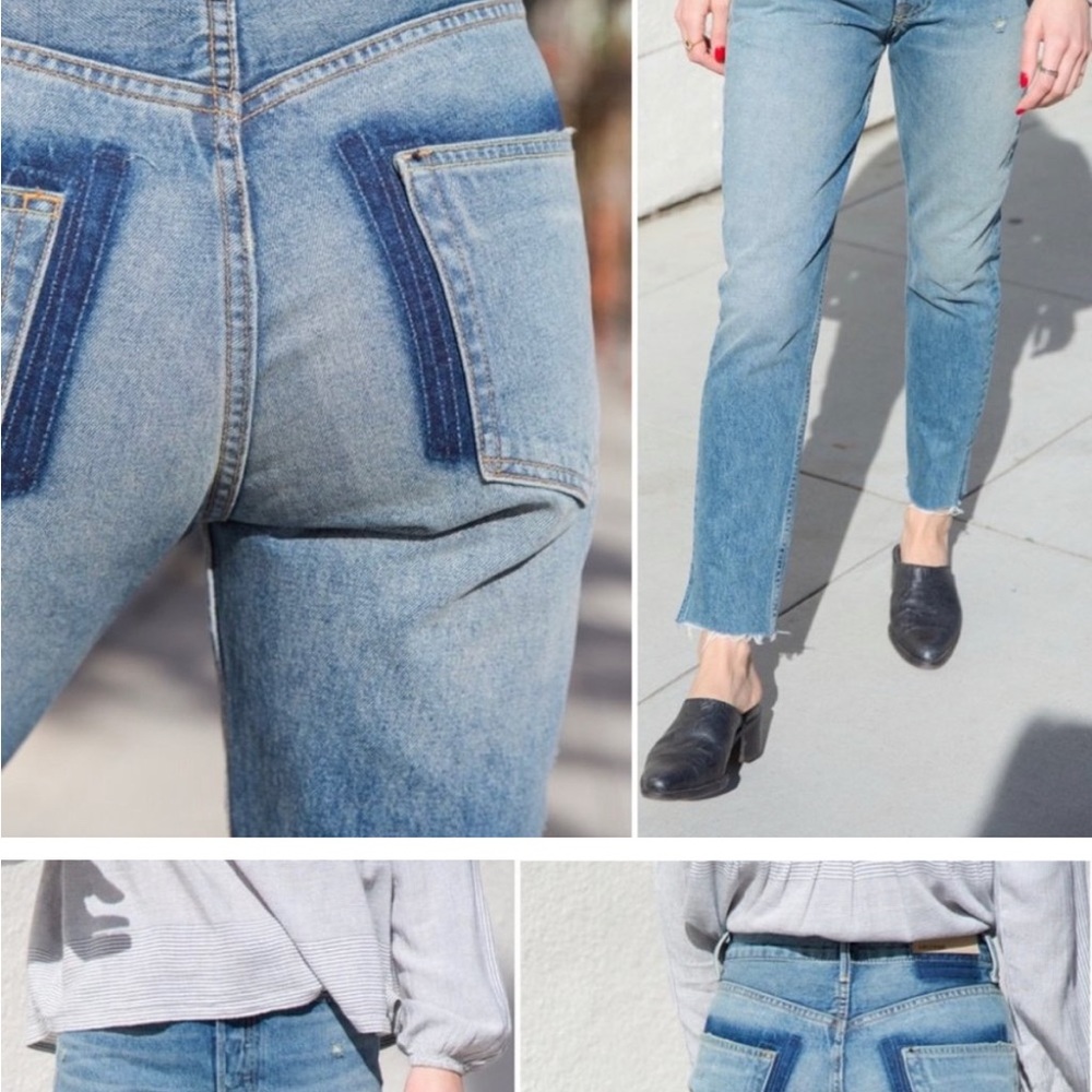 GRLFRND Denim distressed ankle cut jeans